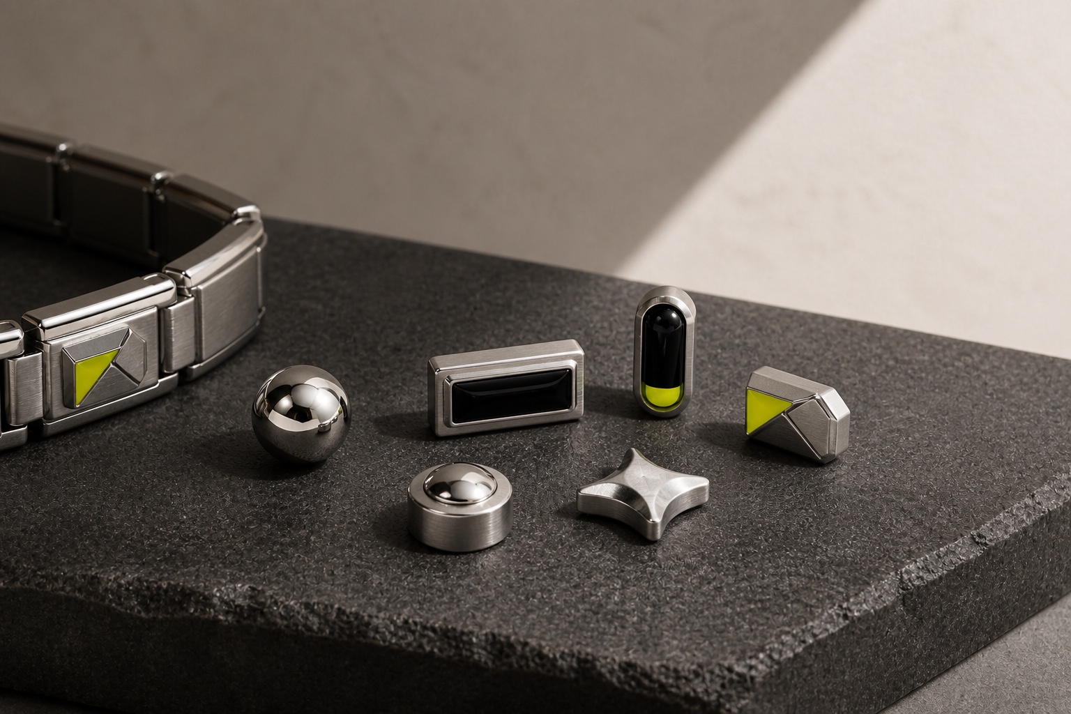 NODAL modular steel objects arranged on stone