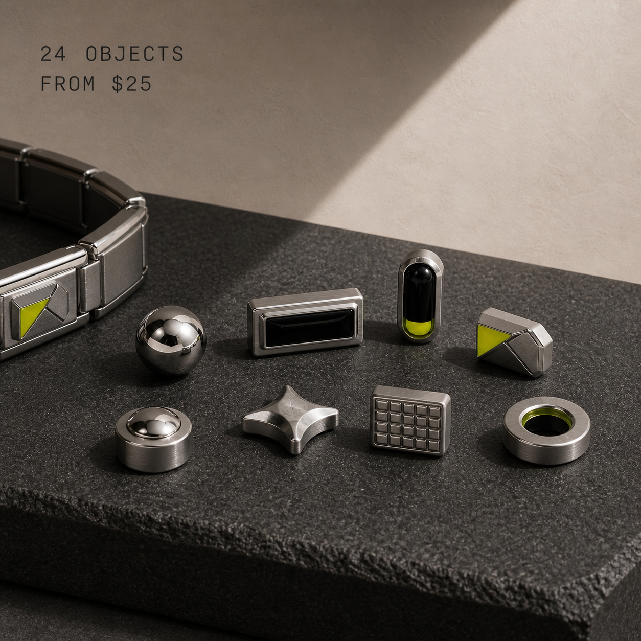 NODAL object library arranged beside the LINK bracelet